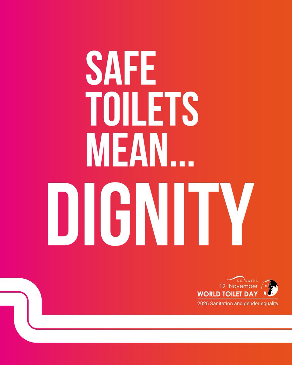 UN_Water's tweet photo. Safe toilets mean dignity.

More than half a billion people still share toilets with other households, putting women's and girls' privacy and security at greater risk.

What do safe toilets mean to you?
#WorldToiletDay 🚽 https://t.co/10EUG03NFI https://t.co/TSgkeYyjcv