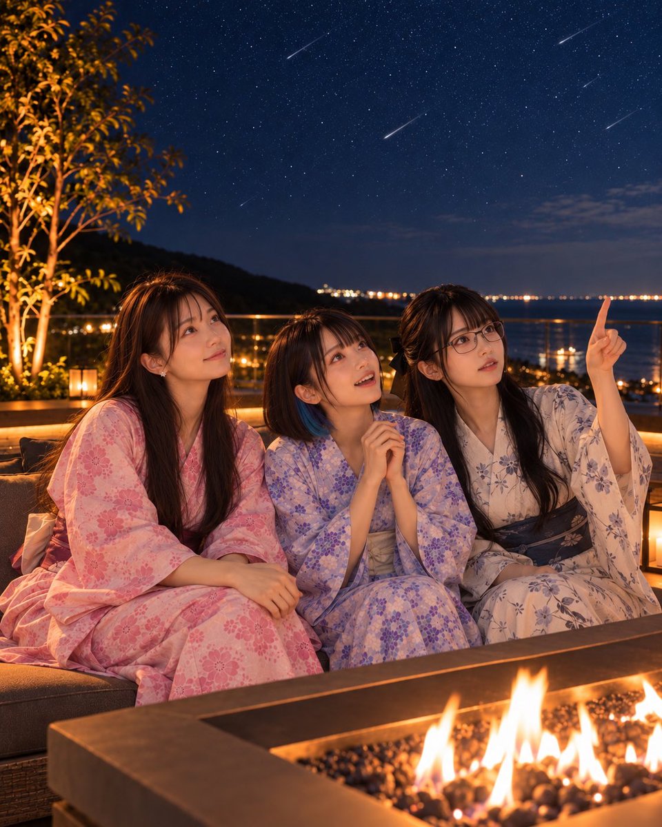 momo_scgresorts's tweet photo. @Ss41Pp41 
すいちゃん🍓こんばんは〜☺️

今夜は3人で屋上へ🌌
「流星群見えるかな〜？」って話してたら……

「あっ！今流れた！✨」

すいちゃんが見つけてくれました🥰
なっちゃんも大興奮😂 https://t.co/zKJG81FR8D