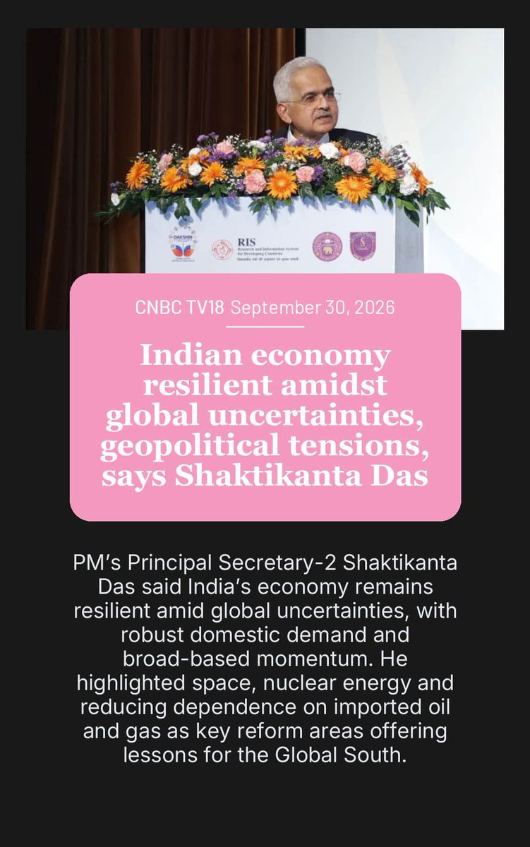 IndiaData_'s tweet photo. 🚨 🇮🇳 Indian economy resilient amidst global uncertainties, geopolitical tensions, says Shaktikanta Das https://t.co/n5R2lHUzs6