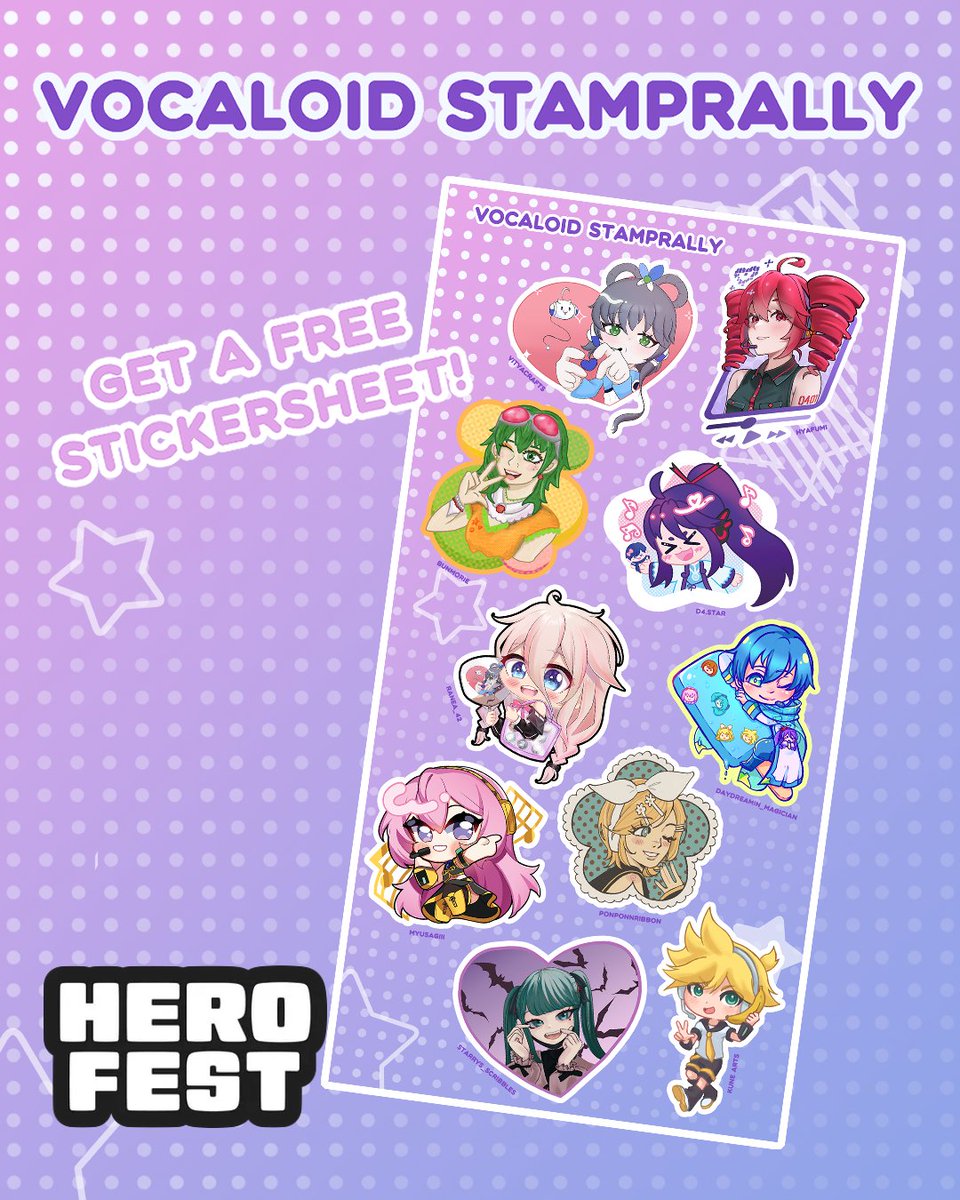 vityacrafts's tweet photo. ✨🎶 We are hosting a Vocaloid stamp rally at @herofestch this week! Complete the rally to get a free sticker sheet with 10 different Vocaloid characters✨

(1/3) https://t.co/hWq6T4PTf5