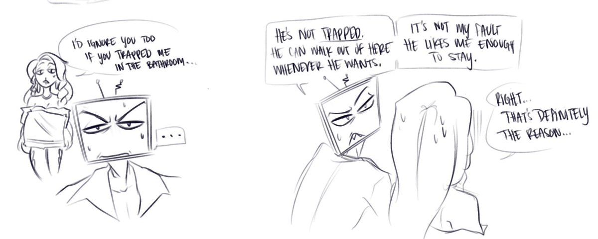 xnyre_'s tweet photo. Siren Val is not pleased w his new living arrangements #staticmoth #voxval #velvette #vox #hazbinhotel #hazbinhotelvalentino #thevees https://t.co/Eo00PIGKCM