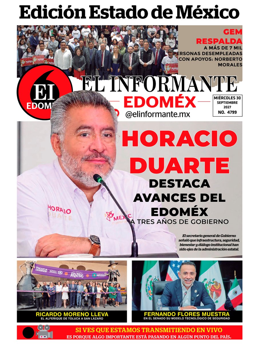 ElInformanteMX's tweet photo. #Portadas de nuestras #Ediciones #Nacional y #EstadoDeMéxico. Miércoles 30 de Septiembre del 2026.
Nuestra #EdiciónDigital aquí ↓
https://t.co/nEGqYtvmJO https://t.co/sV4jesB67T