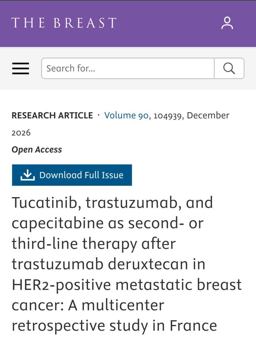 Dr_Oncologista's tweet photo. Tucatinib + trastuzumab + capecitabine after T-DXd in HER2+ MBC.

In this French real world cohort (n=105), TTC showed:
PFS 4.7 months | TTNT 6.6 months | ORR 29.6%

https://t.co/zY342PqZff

@OncoAlert #BreastCancer #bcsm https://t.co/5Xm4Q0p8JJ