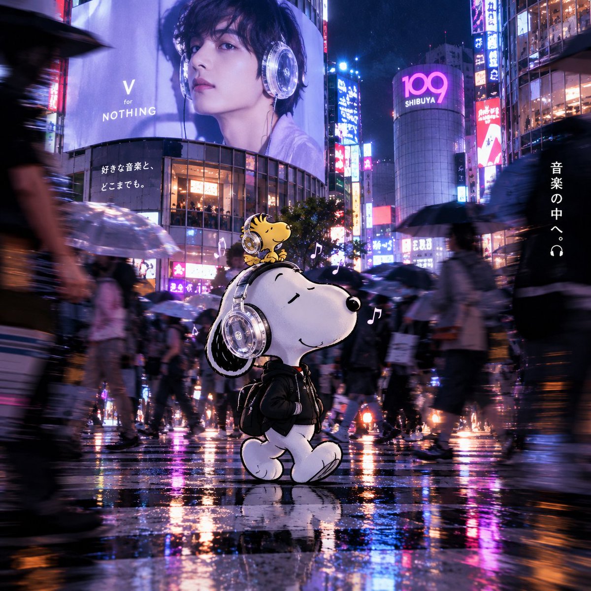 SnoopyVibep4's tweet photo. V × Nothing 🎧💜 東京の夜。 https://t.co/U5t24bwMSL