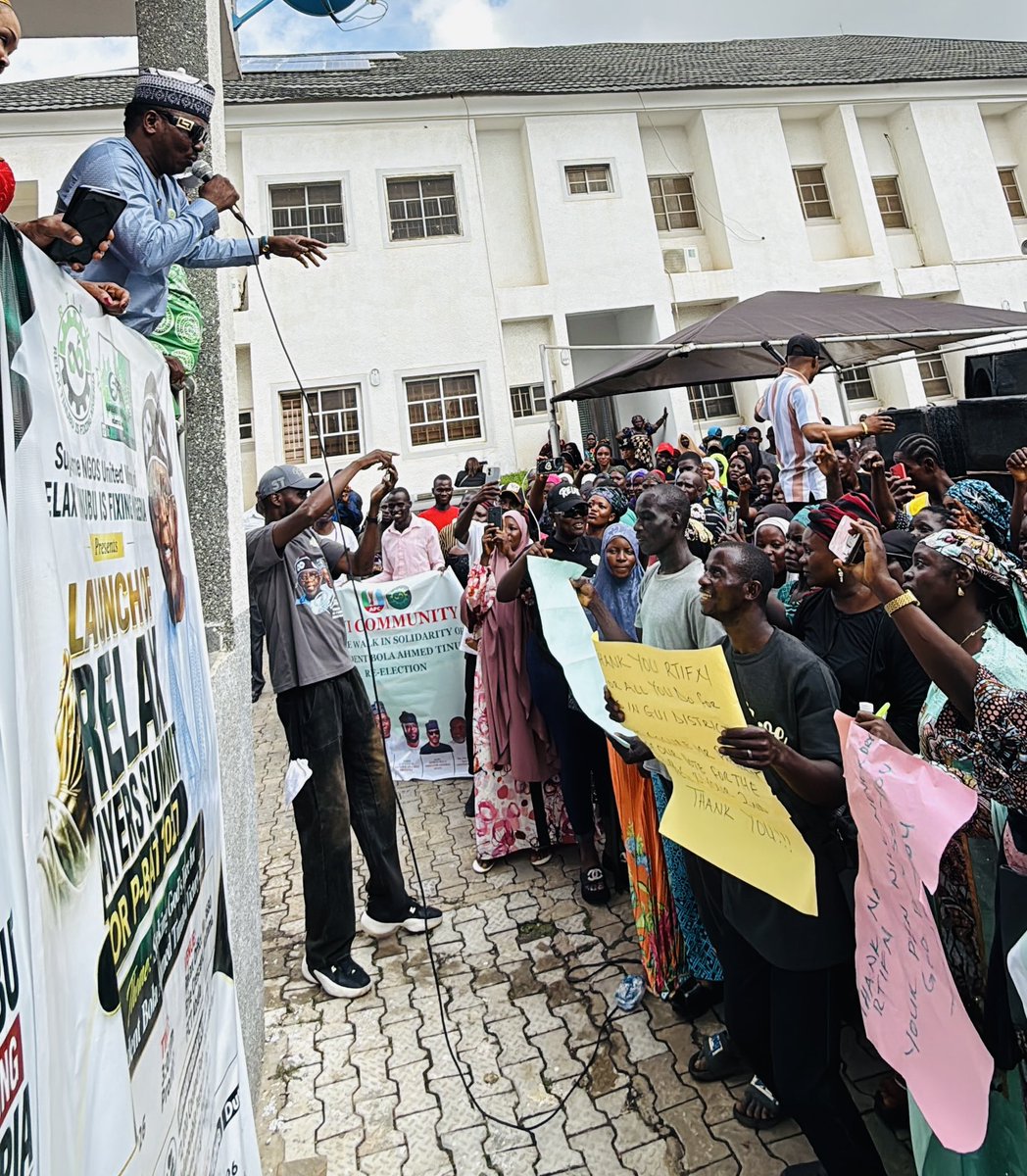 RelaxTIFN's tweet photo. *Delegation from Gui District Visits RTIFN Headquarters to Express Appreciation for President Tinubu* 

Yesterday, women,Youths and Elders from the Gui District gathered at the RTIFN Headquarters in Maitama, Abuja, to express their profound appreciation to President Bola Ahmed Tinubu for his continued support, empowerment initiatives, and commitment to community development.

The event, which brought together members of the community under the RTIFN platform, radiated a strong sense of unity, excitement, and optimism for the future.

Representatives of the delegation voiced their deep appreciation to the administration, declaring their  support and assuring President Bola Ahmed Tinubu of their votes for the APC and his second Term. They Further showed appreciation directed to Barr. Seyi Tinubu for impactful empowerment programs

The Director-General of RTIFN, Hon. Ahmed Bala, warmly welcomed the delegation. He delivered a special goodwill message from the Founder-in-Chief, Barr. Seyi Tinubu, reaffirming a steadfast commitment to grassroots development.

There was a Demonstration of tangible support, as 50 small-scale business owners from the district each received a grant of N100,000 to expand and strengthen their businesses. Hon. Ahmed Bala further assured the community of Barr. Seyi Tinubu’s commitment to ensuring that critical road infrastructure in the Gui District receives prompt attention and construction.

The former Minister of Women Affairs, Barr. Uju Kennedy-Ohanenye, graced the occasion with her presence. She commended the women and youths for their massive show of solidarity, encouraging them to keep believing in President Tinubu's vision for a prosperous Nigeria.
The engagement concluded on a high note, marked by renewed hope, empowerment, and a shared dedication to national progress.
@STinubu @officialABAT 
Signed 
Musa Abdulrahaman 
Director of Media RTIFN