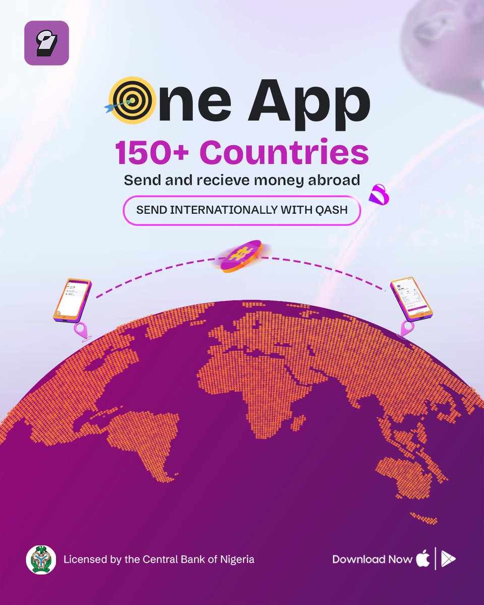 qashglobal's tweet photo. Send and receive money across 150+ countries with QASH.  🌍  

Whether you’re supporting family abroad, getting paid internationally, or sending money to someone overseas, QASH keeps you connected to your money wherever it needs to go.  

📲 Download QASH and go global. 

#crossborderpayment #financialpayment #QashIT