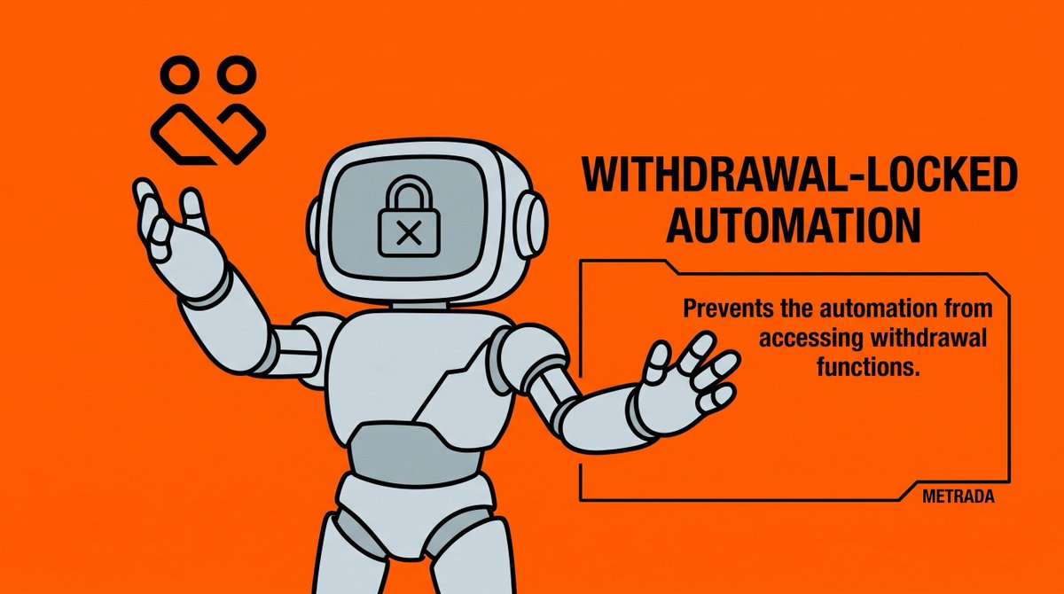 MetradaHedge's tweet photo. Automation needs boundaries.

Metrada is designed with withdrawal-locked automation, preventing the protection system from accessing withdrawal functions.

It can respond to position risk without becoming a gateway to fund movement. https://t.co/aVPBhEAI6a
