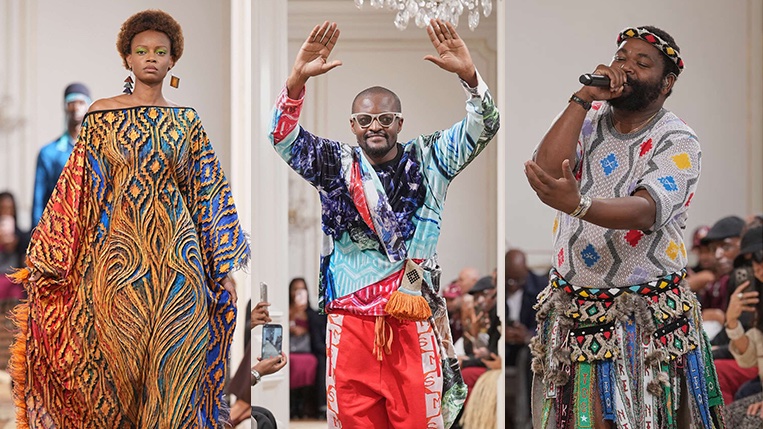 YOMZANSI's tweet photo. MaXhosa Africa makes its official Paris Fashion Week debut, bringing out Sjava for an opening performance. 📱Read more (https://t.co/KzzwRmj9GN) https://t.co/69OguxmbzM