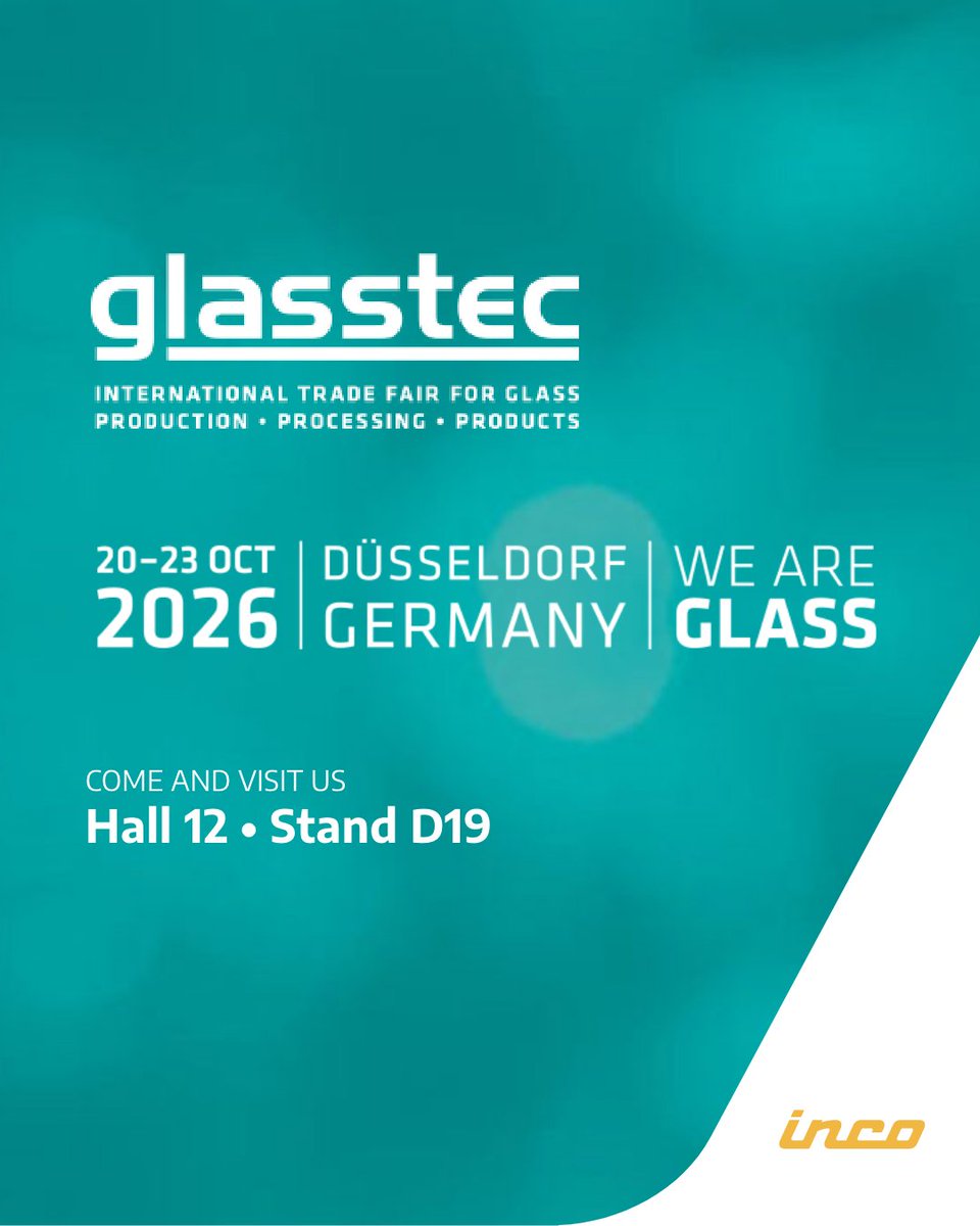 inco_spa's tweet photo. Dal 20 al 23 ottobre 26, #Inco sarà a #Glasstec, la fiera dedicata al vetro, per presentare le soluzioni sviluppate per una decorazione personalizzata, efficiente e innovativa per settori come Automotive, Home Appliances, Architectural e Interior Design.
https://t.co/Y9D5uQrRnf https://t.co/dyiNh6nLzJ