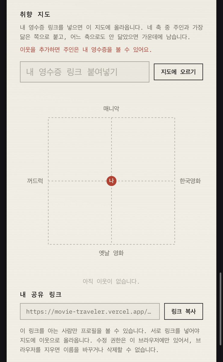 bauuu_75I's tweet photo. #배포 
내 영화 별점 목록 넣으면 취향 분석해주는 사이트 같이 하실 씨네필 친구들...ㅎㅎ
내 취향이 얼마나 대중이랑 동떨어져있는지 알수있음(충격)
친구랑 얼마나 취향 안맞는지도 알수있음 ㄱ-(우우 씨네필👎)
컴터로 하면 왓챠피디아 목록도 통째로 넣을수있음 https://t.co/upGxEug0P0