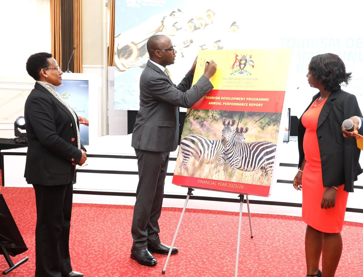 henrymusasizi1's tweet photo. While officiating at the 4th Annual Tourism Development Programme Review Conference, I called for deliberate action to unlock Uganda’s tourism potential and increase the sector’s contribution to the economy. He said Government is targeting US$5 billion in annual tourism receipts by 2030.

Achieving the target will require not only increasing visitor numbers but also longer tourist stays and attracting high-value visitors,adding that tourism remains a high-priority sector for the country.

The latest Tourism Development Programme Annual Performance Report FY2025/26 shows that Uganda received 1.64 million international tourists in 2025, up from 1.37 million in 2024. Tourism receipts increased by 21.3% to Sh5.83 trillion (US$1.62 billion), driven by higher visitor spending and longer stays.

The average length of stay rose from 8.7 nights in 2024 to 8.8 nights in 2025, while average tourist expenditure per trip increased to US$986, up from US$933 in 2024. 
 
Government’s role is to create an environment that enables the private sector to invest, expand tourism facilities, improve standards and attract foreign direct investment through partnerships and joint ventures.

I called for stronger public-private partnerships to turn tourism opportunities into viable and bankable investments across hotels and conference facilities, eco-tourism, cultural and heritage tourism, faith-based tourism, agro-tourism, sports, wellness, adventure, creative and entertainment tourism.

The sector currently directly generates 876,512 jobs, equivalent to 7.5% of Uganda’s total employment, according to the Tourism Satellite Account.

Government will continue investing in tourism infrastructure, destination marketing, product development, conservation, specialised skills and digital transformation, while improving the business and investment environment.

I also pointed to affordable financing and fiscal incentives for investors, alongside Economic and Commercial Diplomacy to promote Uganda in international markets.

I urged stakeholders to deliberately discover, develop, package, market and sustainably manage Uganda’s tourism assets while ensuring that the sector creates jobs, earns foreign exchange and benefits communities.

Tourism is a source of high economic growth, earns the country significant foreign exchange, creates jobs for Ugandans, redistributes income to rural areas, and gives us a compelling reason to protect our nature.