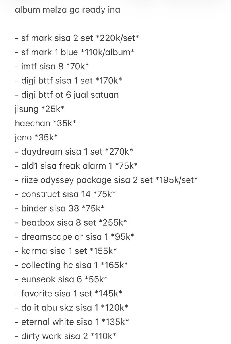 ptrmlyy's tweet photo. wts || want to sale album ready ina

💸 harga digambar

link go1 :
https://t.co/M9GFnFbYP5

link go2 :
https://t.co/pcrqIBcujB

✅ready adm
✅bisa co event ini
✅open reseller
❌cancel pack adm

tag. wts wtt wtb wta album ready ina nct straykids enhypen seventeen wayv aespa riize https://t.co/l83n9G1H0q