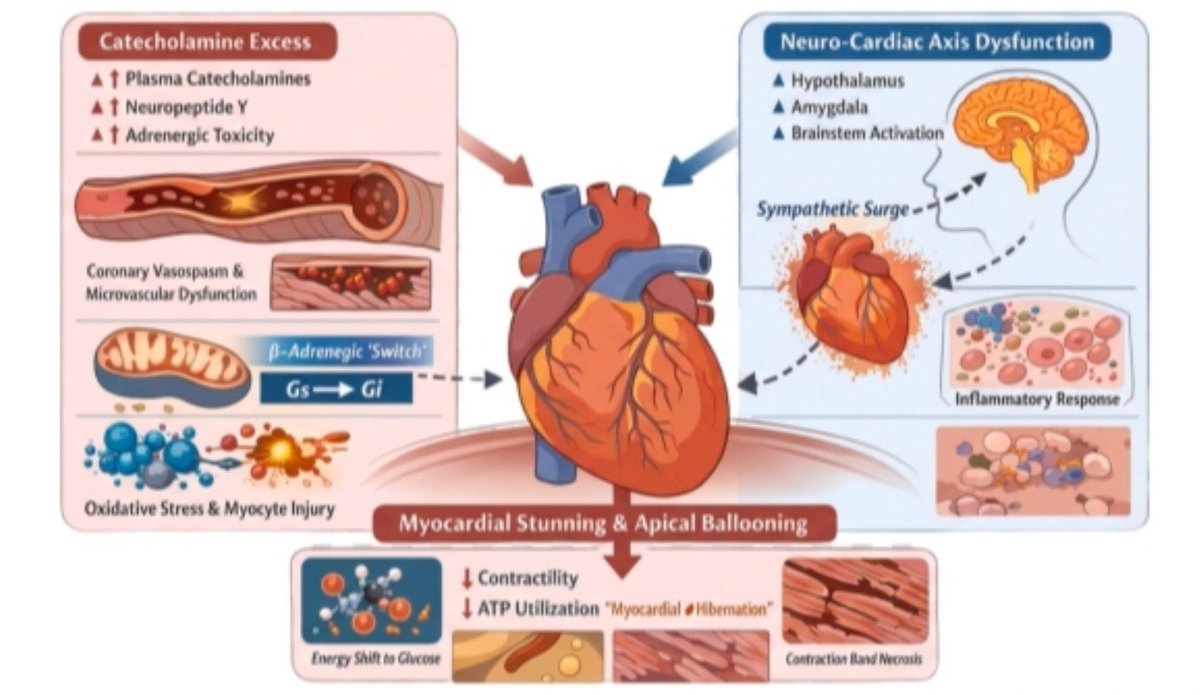 Leo_Santo5's tweet photo. 🫀💔Síndrome de Takotsubo en la UCI

⚡Exceso de Catecolaminas
🦠 Fisiopatología
📱Uso de la Ecocardiografía
🚨Shock Cardiogénico
⚙️Soporte Circulatorio Mecánico

🔰📚Best Practice &amp; Research Clinical Anaesthesiology 2026

Artículo Completo👇🏻✅🆓
https://t.co/aR5SFK354R https://t.co/p4MvNgpnX3