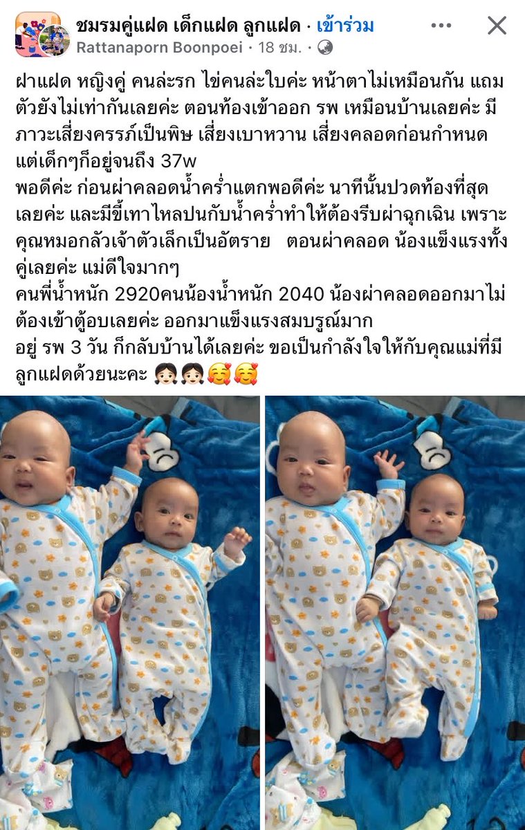 mewmi35's tweet photo. ไซส์ต่างกันมากลูกกก5555 น่ารักมากน้องแฝนคนละใบ รกคนละรก 🥰 https://t.co/RrrS6YviQL