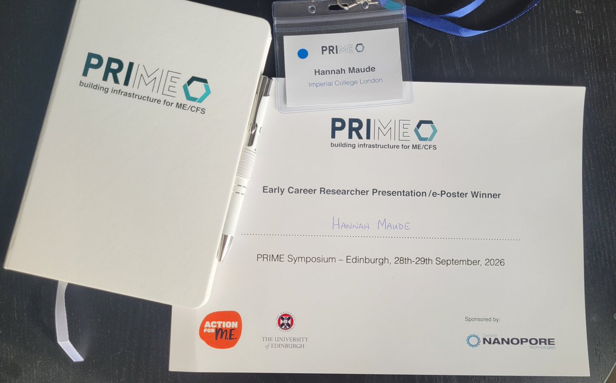 Hammaude's tweet photo. Had an amazing time at the first PRIME Symposium - fantastic to meet such a lovely community of scientists, industry reps and people with lived experience of ME/CFS. Gave me a lot to think about for how to continue pushing forward research. Thank you #Prime26 ! https://t.co/VFWT3owcpk