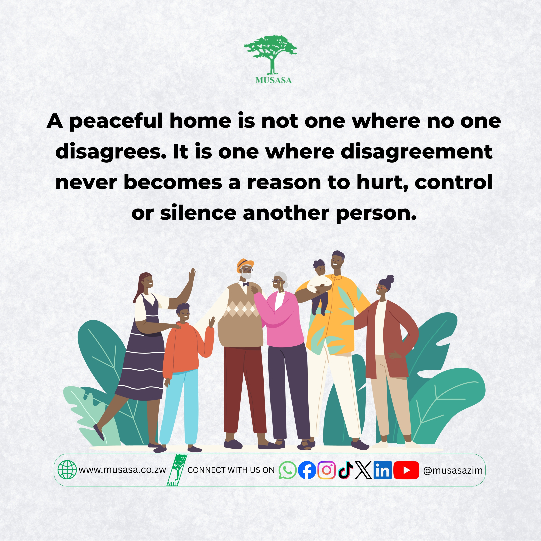MUSASAZIM's tweet photo. Disagreements are part of life, but violence does not have to be. Building peaceful homes starts with listening, respecting boundaries and finding ways to resolve conflict without intimidation or harm. Let peace begin with how we treat one another at home.

#endgbv https://t.co/JaaeQq4dsd