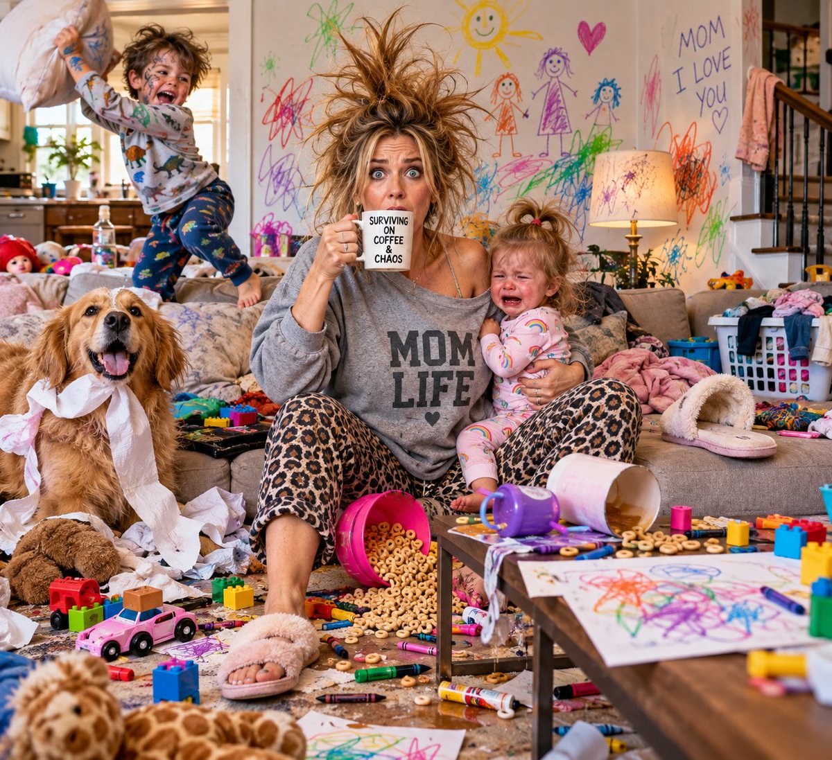 VoicesUnheard's tweet photo. I normally stay out of stuff like this, but I have to say something about this Vanity Fair spread because apparently this is what rich people think “regular mom life” looks like.

Messy hair. One shoe missing. Toys strategically thrown across the floor. A frazzled expression.

Look! She’s just like you, moms! She’s overwhelmed! She has CHILDREN! 😂

Please.

I actually find this kind of thing insulting.

You don’t have to cosplay struggling motherhood to be relatable.

And honestly? I would have respected it more if they had just shown the reality.

Show me the beautiful house. Show me the immaculate floors. Show me the gorgeous closet. Show me the expensive clothes. Show me the help you have. Show me your actual life.

There’s nothing wrong with having money. There’s nothing wrong with living well.

What’s irritating is staging some ridiculous “messy mom” fantasy because somebody in a room somewhere apparently decided this is what ordinary mothers look like.

Like we’re all stumbling around our houses with our hair standing straight up, missing a shoe, stepping over toys because having children has rendered us incapable of brushing our hair or picking up the living room.

No. 

Most moms I know don’t stop.

We get up. We make breakfast. We find the missing homework. We clean. We work. We do laundry. We make appointments. We answer emails. We drive everybody everywhere. We make dinner. We clean AGAIN because somehow the kitchen we cleaned six hours ago looks like a small bomb went off.

And somehow, against all odds, we manage to locate BOTH shoes.

That’s motherhood.

And plenty of women are doing all of that while working full-time. Some are doing it alone. Some are working two jobs. Some are lying awake wondering how they're paying daycare, groceries, electricity and the mortgage this month.

So throwing a giraffe on the floor, messing up your hair and kicking off one expensive shoe doesn't suddenly make you one of them.

It makes the whole thing feel even more out of touch.

And maybe she had absolutely nothing to do with the concept. Maybe some photographer or creative director dreamed up the whole thing. I have no idea.

But whoever did needs to meet some actual moms. 

Because if the goal was “relatable messy motherhood,” this missed by a mile.

You know what would actually be refreshing?

Authenticity.

You have money? Fine. Show it.

You have help? Fine. Own it.

You live differently than the average woman? Okay.

I would rather see somebody unapologetically show me their REAL life than manufacture a fake version of mine because they think it makes them relatable.

It doesn't.

Moms - am I the only one who looks at these staged “messy mom” shoots and rolls my eyes?

Because apparently I've been doing motherhood wrong all these years.

I have both shoes on. 👞