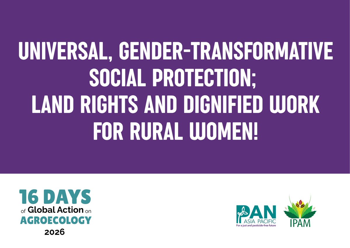 PANAsiaPacific's tweet photo. ๐ธ Use campaign posters, placards & digital materials. Share your photos/videos & tag us:
๐ FB/Twitter: @PANAsiaPacific
๐ IG: @justpesticidefreeasia
Hashtags: #16DaysofGlobalAction #WomenRiseUp #AgroecologyNow #FoodSovereignty #ClimateJustice https://t.co/gr1mvXW4PD