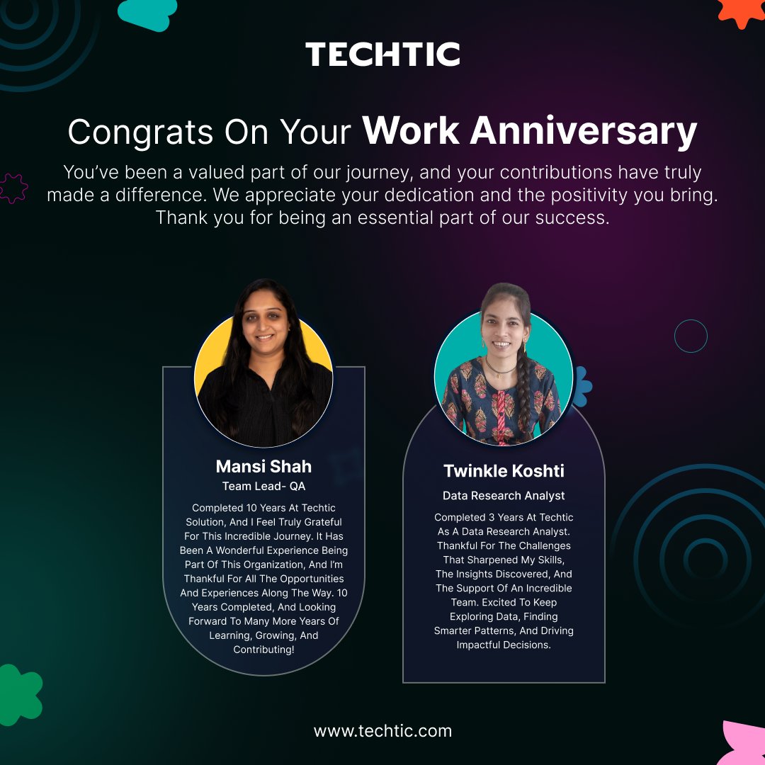 TechticSolution's tweet photo. ✨ Another year. Another milestone. 💙

Celebrating your growth, dedication, and the impact you’ve made at Techtic Solutions. Here’s to more milestones and exciting chapters ahead! 🚀

Happy Work Anniversary! 🎉

#WorkAnniversary #TechticSolutions https://t.co/xAJjUXvxFh