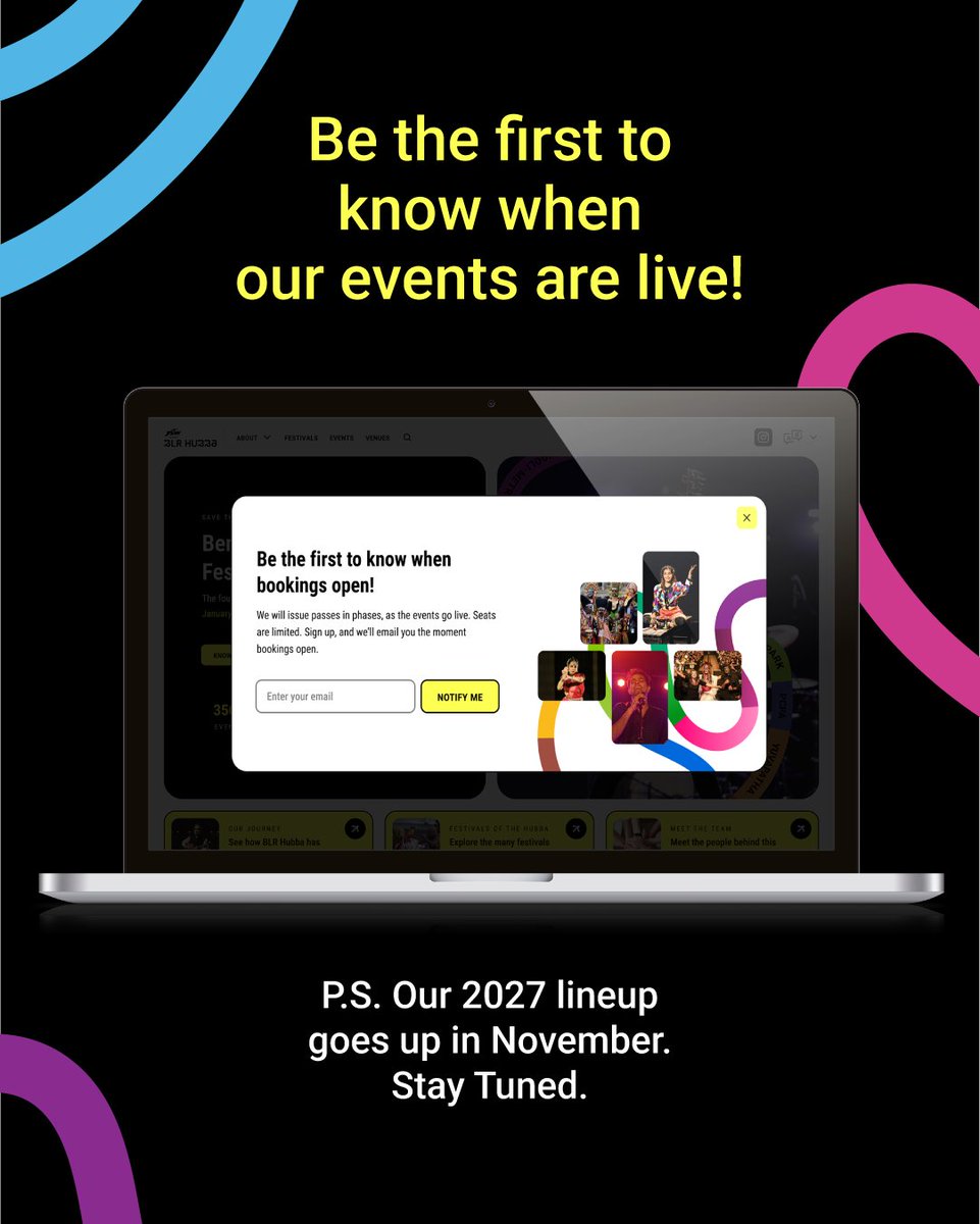 blrhubba's tweet photo. We’re officially live! 🥳

Head to https://t.co/mcufKXQ0Z6 to explore the new BLR Hubba website and sign up to be the first to know when the Hubba 4.0 line-up drops. 👀

15–24 January 2027 📌 https://t.co/YIoqzAK9cw