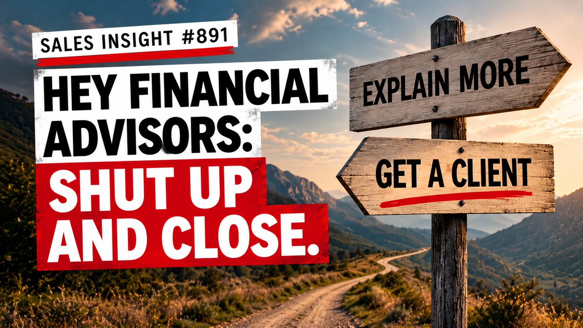 DG_Enterprise's tweet photo. Financial advisors:
Ask the question.
Then count to five.
Don’t rescue yourself from silence.
That pause may be where they’re figuring out what they really think.
Article link is in the comments.
#FinancialAdvisors #SimpleSelling https://t.co/qAHjum4P7Y