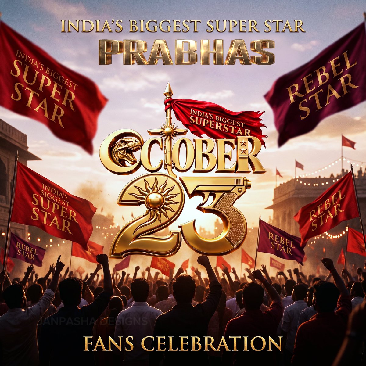 JanpashaTweetz's tweet photo. Here it's INDIAN'S BIGGEST SUPER STAR BIRTHDAY MONTH LOGO  #PrabhasBirthdayMonthCelebrations #Prabhas 👑 🦖 https://t.co/usdzjCJSar