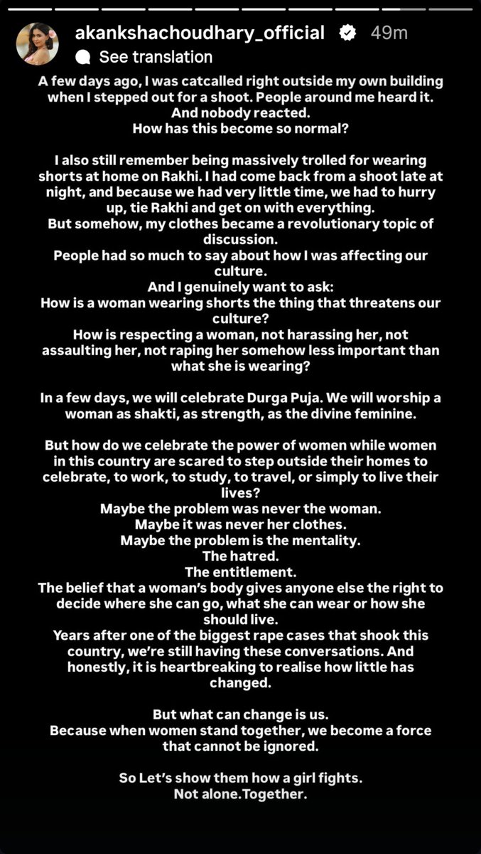 chaotic_bandi's tweet photo. So proud to stan a woman like #AkankshaChoudhary who knows when her voice needs to be heard. Using her platform to stand with women, speak from her own experiences &amp; question a mentality that restricts us—THIS is the influence that truly matters. Proud of you, @Akanksha10_C https://t.co/kQxAxdZuir