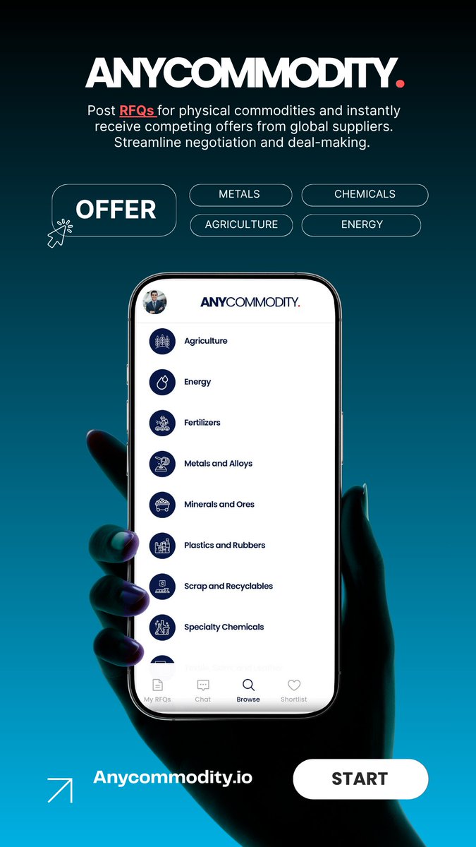 anycommodity's tweet photo. J-1! Post RFQs for physical commodities and instantly receive competing offers from global suppliers. Streamline negotiation and deal-making. https://t.co/yltf4dSEAN  #commodity #trade #shipping #AI #RFQ #Anycommodity https://t.co/GfKVEGGiVw