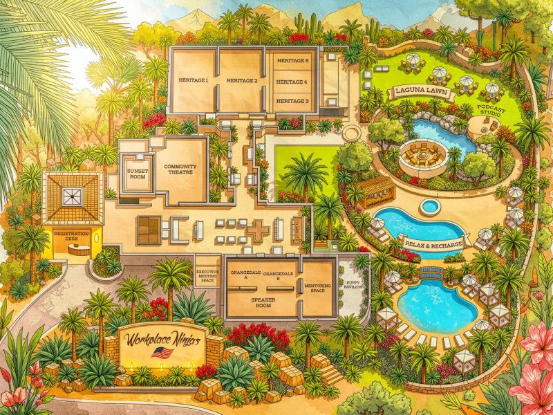 wpninjasus's tweet photo. Happy Wednesday Friends!!

Today, we're proud to showcase the official floorplan for Workplace Ninjas US, so you can finally see how things are coming together.

You will see this venue is really special, and essentially is like a 3-day spa vacation for us #nerds, #itpros, and #rockstars!

A few fun notes:

🆘 Our #CommunityTheatre will be part of a web app, where in an American Idol-esque format, you can do 15 minute lightning round sessions on a topic you're passionate about, while receiving feedback from our speakers!

🏊��♀️ The #Relax and #Recharge area, is a place you can go when you've had enough #Microsoft or enough #AI and just want to chill, vibe with your fellow #attendees and have a drink, a snack, and just enjoy that beautiful 70 degree weather we will have in Scottsdale. It ALSO happens to be the site of the Patch My PC-sponsored opening night #Pool #Party, which is guaranteed to feature ducks, artisinal flatbreads, an open bar, and much more!

🦗 The Laguna Lawn will feature our LIVE #Podcast Studio where our friends @jayleask and @benstegink  will run this amazing live podcast studio for the entire event, providing commentary, interviewing attendees, speakers, sponsors, and more! This is also the amazing spot, where you can eat, hangout, and play games like #cornhole and more.

🐶 The #Puppy Pavilion will be your place to hang with your furry friends. You can engage with the Puppy Play Area on Day 1, be part of Puppy Yoga before Day 2 begins, and just have a great time with your fellow attendees. Sometimes we just need a break, and our commitment to balancing technical content with #mentalhealth and #wellness is on display in January.

🛠️ Our expo is expanded this year, as we flow about half of the booths throughout the lobby area, down the hallway to the #keynote room, and our new #outdoor pavilion with a few more sponsors. We have way more diversity with vendors across multiple areas to help fill the gaps in #Microsoft technology.

Our #venue #map shows exactly why this event is a CAN'T MISS event for 2027, and tickets are ramping up quickly now that we're just a few more months away. They often jokingly call something like #Defcon #Hacker Summer Camp, but this is a literal 3+ days in a paradise that is basically like going to the spa and hanging out with amazing people.

#MSIntune #MSSecurity #MSEntra #Copilot #Automation #PowerShell #MCP #AI #DaaS #Windows365 #AVD

Register now: