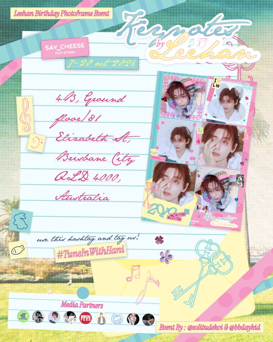 seaofhan's tweet photo. 𑣲𝄞 ꩜ ݁ ˖Ი𐑼⋆
Photoframe event for #LEEHAN birthday by @solitudekoi & @bbdaykid .ᐟ
📍Saycheese (🇦🇺)
🗓️ 7 - 20 October 2026
Capture your best moment with our frame and share it using #TuneInWithHani ♡
#BOYNEXTDOOR #이한 https://t.co/nCfIvdZ9Ei