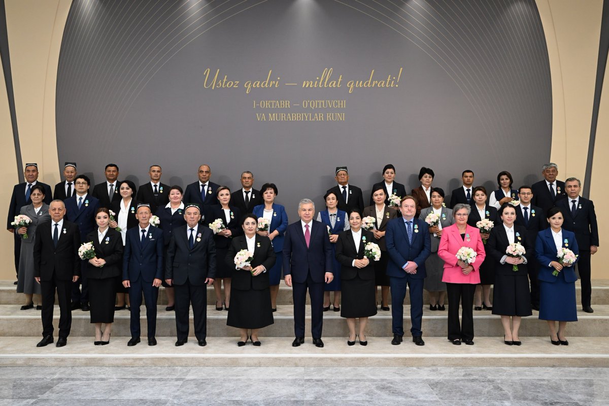 president_uz's tweet photo. Today, President Shavkat #Mirziyoyev met with the teachers and mentors of the country and congratulated them on their professional holiday.

In his address, the President outlined new initiatives to improve education quality, support teachers, and further develop preschool, school, vocational, and higher education.