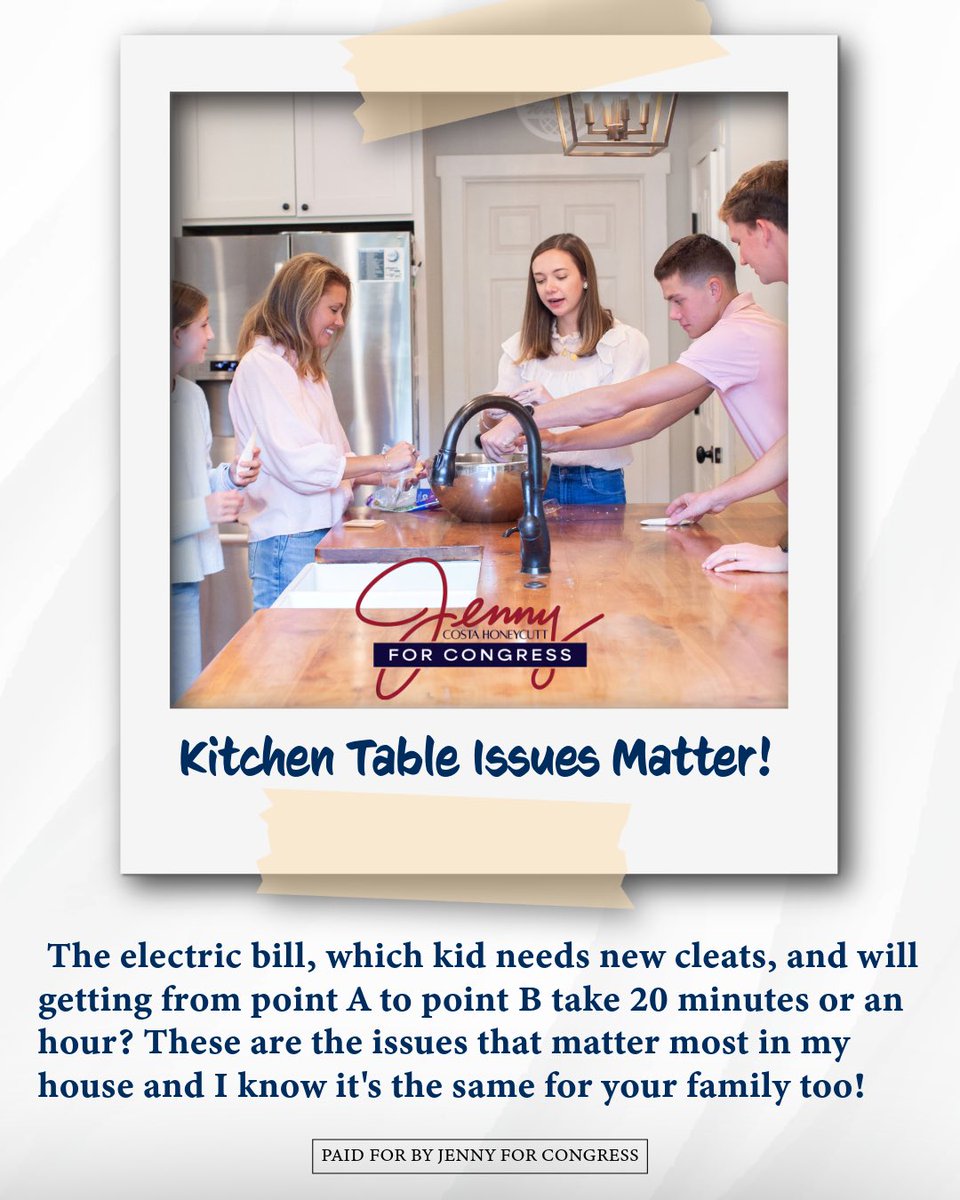 JennyHoneycutt's tweet photo. Kitchen table issues matter and South Carolina taxpayers deserve results, not rhetoric. I’m running for Congress to make life easier for our families so that generations to come can proudly call the Lowcountry home! https://t.co/izbTpjjQUt