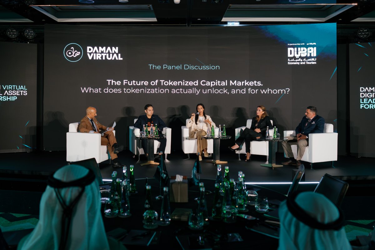 DamanVirtual's tweet photo. Yesterday marked the launch of Daman Virtual, held under the patronage of Mr. Shehab Gargash, Founder and Chairman of Daman Investments and Daman Securities. We are grateful to Mr. Ahmed Khizer Khan, CEO of Daman Investments & Chairman of the Board Daman Virtual and Mr. Ahmed Waheed, CEO of Daman Securities & Board Member Daman Virtual for their continued leadership and support.

Hosted in partnership with the Dubai Department of Economy and Tourism (DET), our launch and inaugural Digital Assets Leadership Forum brought together leading voices from government, regulatory bodies, investment and financial services at Waldorf Astoria DIFC.

Across two panels, the conversation moved from Dubai's ambitions for its capital markets and the regulatory environment supporting their evolution, to the practical realities of tokenization, institutional adoption and the infrastructure needed to build markets at scale.

Our sincere thanks to Mr. Abdulla AlGaoud, Dr. Marwan Al Zarouni, Dr. Ayesha Bin Lootah, Ms. Bouchra Darwazah, Mr. Mark Ng and Ms. Miriam Kiwan for bringing their expertise and perspectives to the discussion, and to Mr. Justin Harper for expertly moderating both panels.

Thank you to our partners at DET, and to everyone who joined us and contributed to the conversation.

The first of many important conversations.

#DamanVirtual #DigitalAssets #CapitalMarkets #Tokenisation #Dubai