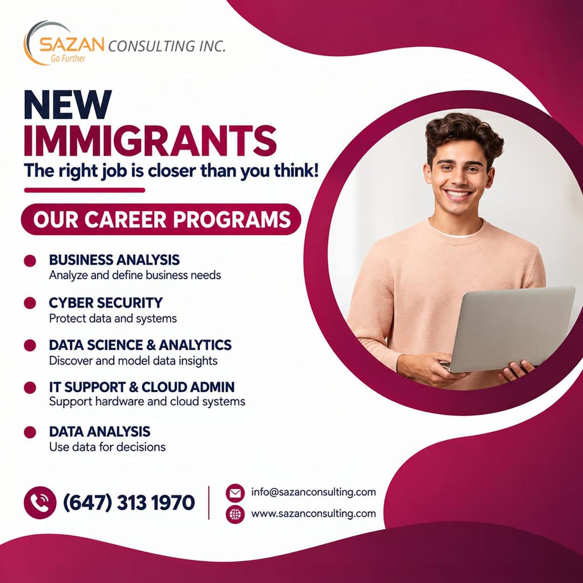 Sazanconsultin's tweet photo. New to Canada? Boost your IT career with Sazan Consulting's live online training programs developed by industry experts
Email info@sazanconsulting.com
Call 6473131970
Visit https://t.co/y9LAZk7NV0
#BusinessAnalyst #BusinessIntelligence #ITJobsCanada #CanadaIT #NewcomersToCanada https://t.co/IDGs3W0hpv
