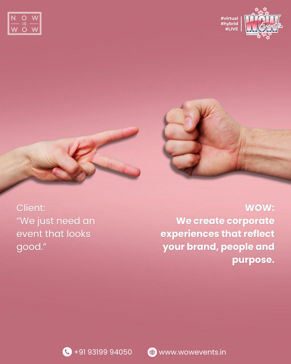 WOWEvents's tweet photo. Corporate events can get chaotic. WOW Events handles the coordination, changes &amp; execution so your team can focus on the experience.
Planning your next corporate event? Let’s make it WOW.
📞 +91 93199 94050
🌐 https://t.co/kC9e5FRq6z
#WOWEvents #CorporateEvents #EventManagement https://t.co/qPvZvYuLib