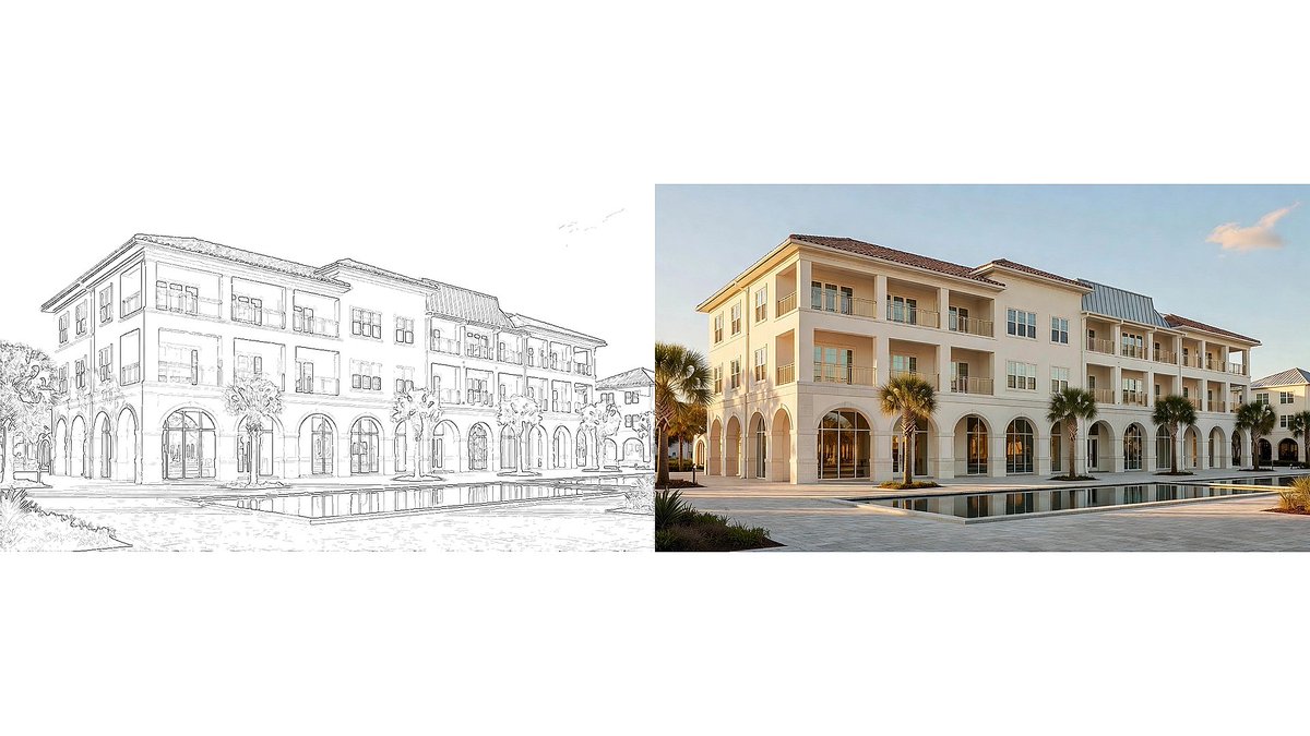 MoneyShotSRQ's tweet photo. Palmer Ranch East isn't built yet.
Left: the drawing. Right: the evening it has to feel like.
Sell it before you build it.
#ArchViVo #Sarasota #PreConstruction https://t.co/qXQDuDGAsR