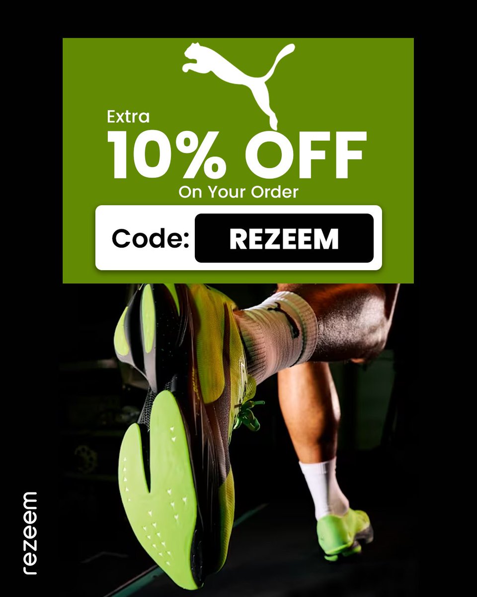 RezeemCoupons's tweet photo. Your next pair just got a little more exciting. ๐
.
.
Get an extra 10% Off your PUMA UAE order
โ
Puma UAE promo code: REZEEM
โ
More coupons at https://t.co/gqYk99dzBt
.
.
#SneakerDeals #Sportswear #UAEShopping #Sneaker #Sneakerhead #Sportshoes #Coupons #UAE #UAEDeals #Rezeem https://t.co/3ff4Euo1T2