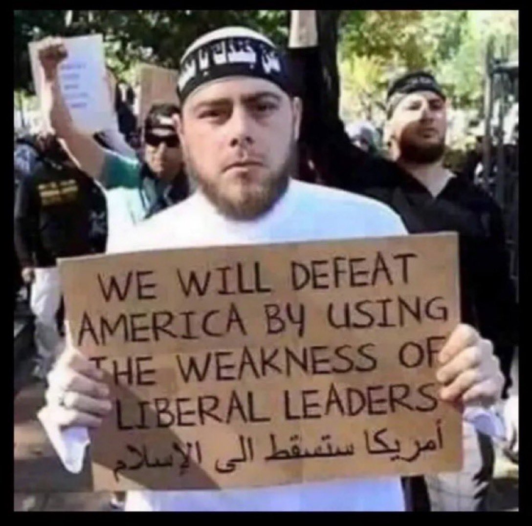 rmlunn's tweet photo. It is the Democrat Party that is embracing Islam. Democrats are helping them run and win. Mamdani, Omar, Tlaib, maybe El-Sayed. Islam is the ideology that says, every day. “Death to America”. They mean it. They are trying to use our political system to destroy us from within. Islam has said this is their strategy. They aren’t even hiding it.

They can’t beat us militarily, so they are using our political system. Get majority power, remove the Constitution, and usher in authoritarian Sharia Law. We have ignorant Americans falling for it. 

If you vote for a Democrat, you are voting for your eventual destruction.