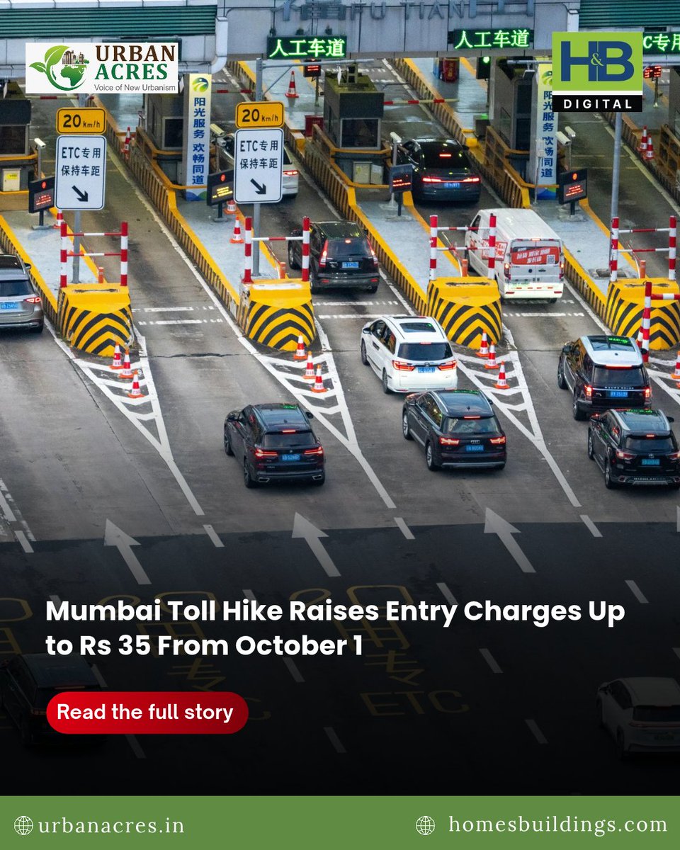 TheUrbanAcres's tweet photo. Mumbai’s five major toll plazas will see revised commercial vehicle charges from October 1.
Read more: https://t.co/gzjpjuO1IW
@mybmc
#Mumbai #Toll #MSRDC #Transport #Infrastructure #Traffic #Roads #Urban #Maharashtra #CommercialVehicles https://t.co/pRh0qWm24c