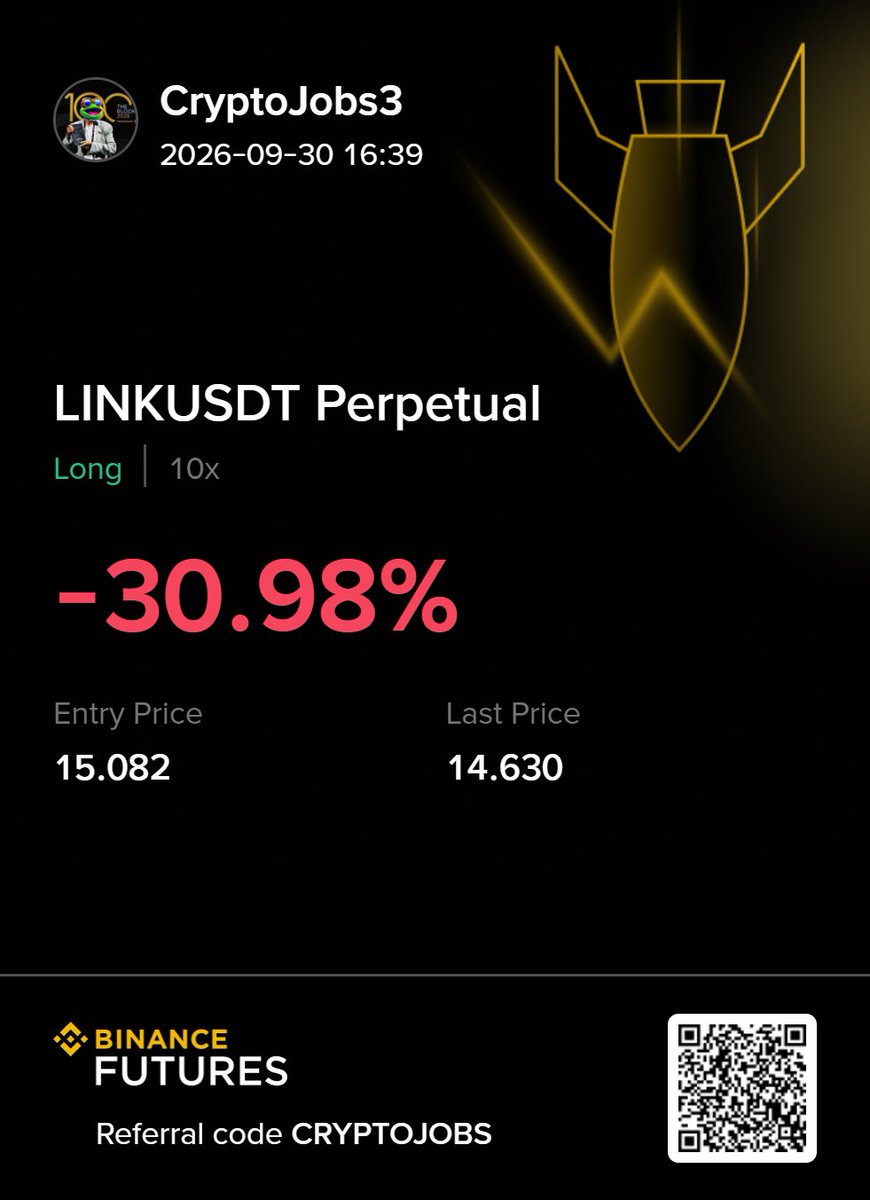 CryptoJobs3's tweet photo. GOOD BOY. - ethereum:0x514910771af9ca656af840dff83e8264ecf986ca  

If price follows my line again, far above 1000% ROI on Binance copy trading

Copiers happy. Followers happy. Froggy happy 🐸

$100 drop to one lucky follower. Make some noise below!

NFA