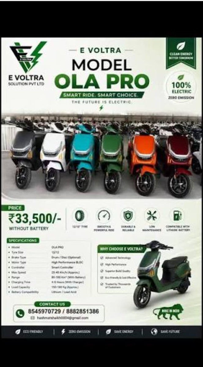 ramanatha_bhat's tweet photo. 🚨 BLATANT TRADEMARK HIJACK: E Voltra Illegally Selling "MODEL OLA PRO" as Ola Electric! ⚠️️🛑
  
​Urgent flag for @OlaElectric, @bhash & the legal compliance team:
An outfit registered as E Voltra Solution Pvt Ltd is blatantly misusing the registered brand identity, font, and green livery of Ola Electric to sell uncertified low-speed kit scooters dubbed "MODEL OLA PRO" for just ₹33,500!
  
​🔹 Blatant Passing Off: Misleading Tier-2/3 retail buyers into believing this is a budget, low-cost variant launched by Ola Electric.

🔹 Safety & Reputation Threat: Unbranded Chinese assembly kits running lead-acid/basic lithium setups risk fires and mechanical failures—unfairly dragging Ola Electric's brand reputation through the mud!
  
​📞 Contact details on circulation flyer: 8545970729 / 8882851386
  
​Immediate Cease & Desist / Criminal Trademark Infringement FIR needed against E Voltra to protect innocent consumers and intellectual property! ⚖️🛵
  
​cc: @bhash @OlaElectric
#OlaElectric #EVoltra #TrademarkInfringement #ConsumerAlert #FakeProducts #EVIndia #LegalAction