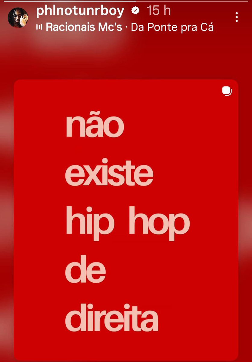 trapcit0u's tweet photo. 🚨 RAPPER, PHL NOTURNBOY se "posiciona" politicamente e reposta nos stories, "não existe hip hop de direita"

enquanto ouvia "Da Ponte Pra Cá" dos Racionais MC’s https://t.co/4tXssBveCr
