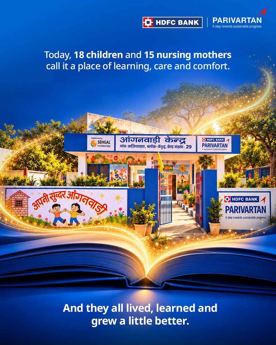 HDFCBankCSR's tweet photo. A little change can make a big difference. In Chhajiawas, Haryana, HDFC Bank Parivartan, with 
S M Sehgal Foundation, improved an Anganwadi with better infrastructure, clean water, and functional toilets, creating a safer, healthier space for children and mothers. https://t.co/3hQrmBJ5bS