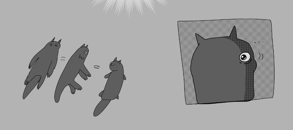 zobitown's tweet photo. bullshit comic from 2021 I just found my cat used to do this thing where she runs in front of my feet while I'm walking and then acts scorned when I kick her on accident it stressed me out so bad https://t.co/30erFWsDNQ