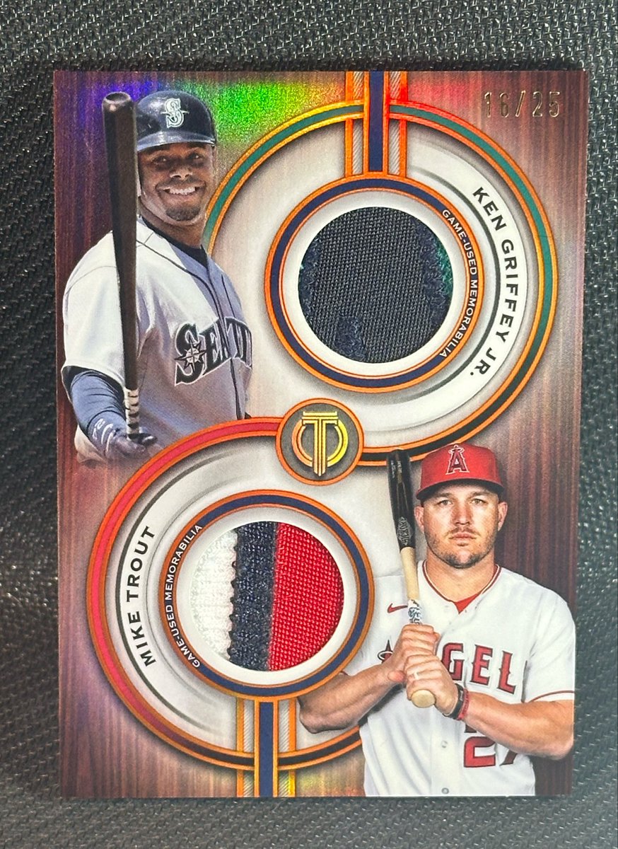 RuckusTJ's tweet photo. All September: Griffey PC 🧢
Big SHOUT @nikolopez
For the trade on this 🔥
Day 30 - 2025 Topps Tribute:
Dual Relic — Orange /25
#SweetSwingSeptember #TheKid https://t.co/SUyRRHPlXC