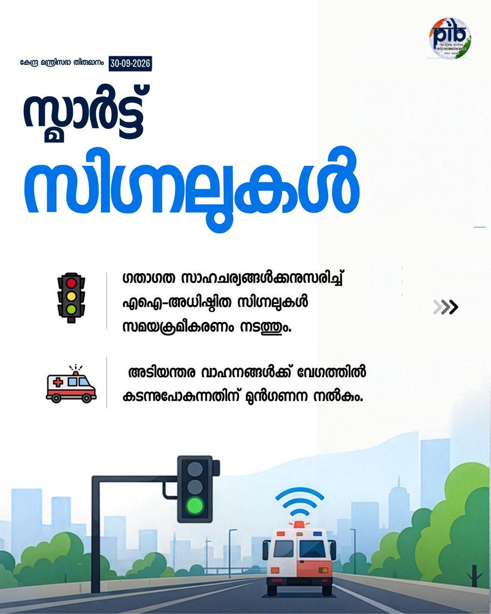 PIBTvpm's tweet photo. ഒരൊറ്റ ശൃംഖല. സ്മാർട്ട് ട്രാഫിക്. സുരക്ഷിത ഡൽഹി
ഡൽഹിയിൽ ഇൻ്റലിജൻ്റ് ട്രാഫിക് മാനേജ്മെൻ്റ് സിസ്റ്റം (#ITMS) സ്ഥാപിക്കാൻ ₹1,789.52 കോടി വകയിരുത്തി കേന്ദ്ര മന്ത്രിസഭ!
#CabinetDecisions #Delhi #TrafficManagement #SmartMobility #RoadSafety https://t.co/hGPZGbThZ6
