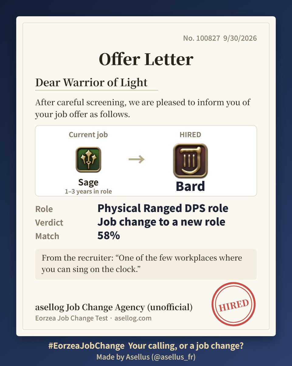 escaffier's tweet photo. Well, I leveled up many jobs, but played bard just a little bit 😅 https://t.co/XQzRh104vu