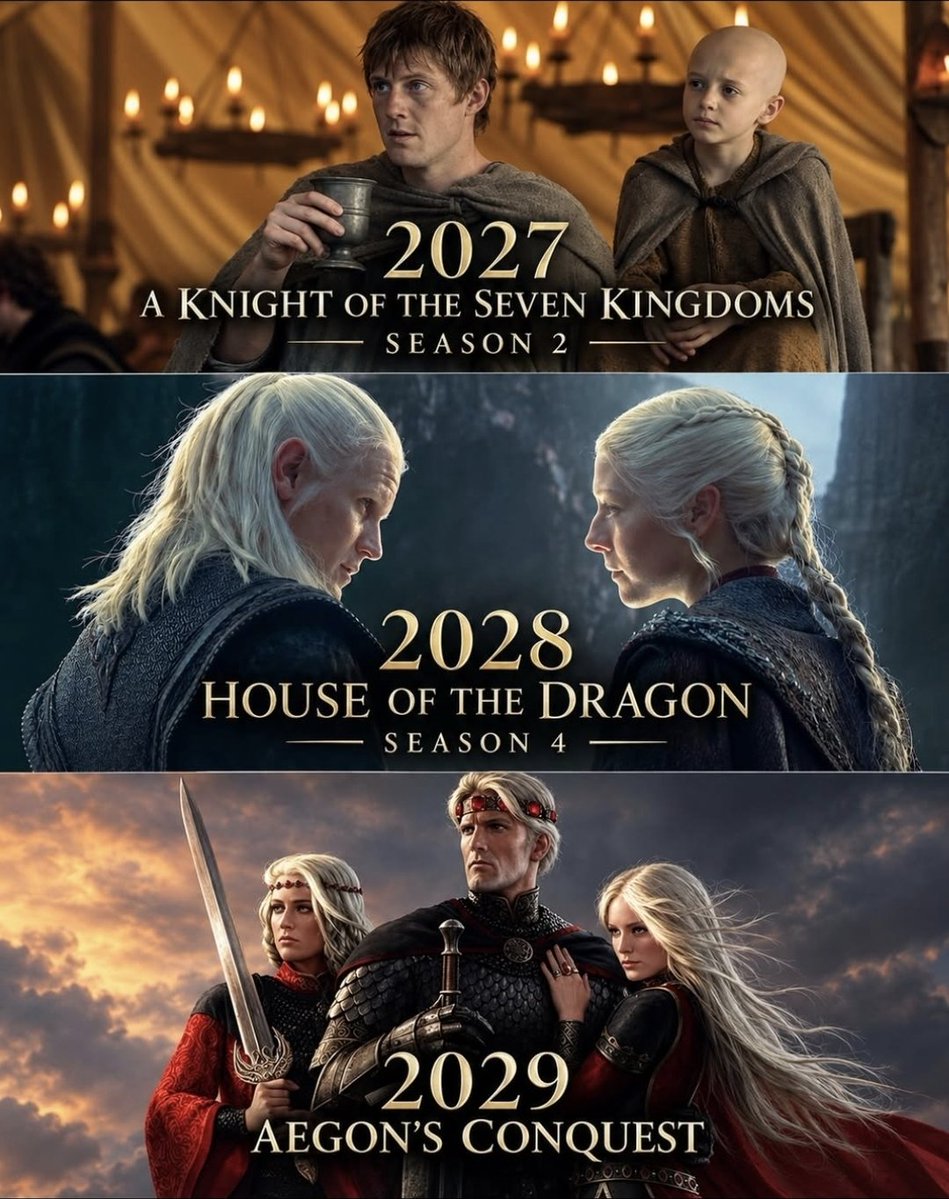 Filmfanatics__'s tweet photo. The Targaryen era is about to get even deeper. Three stories, one dynasty, and an absurd amount of potential 🔥 https://t.co/AlhwMItPH3