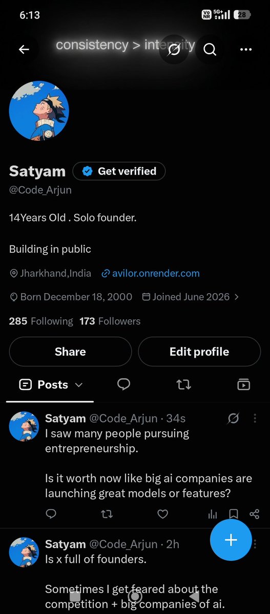 Code_Arjun's tweet photo. 27 to go. 

Anyone who is a founder or in ai coding and also help each other. 

Let's connect. https://t.co/PjWiuUsOas