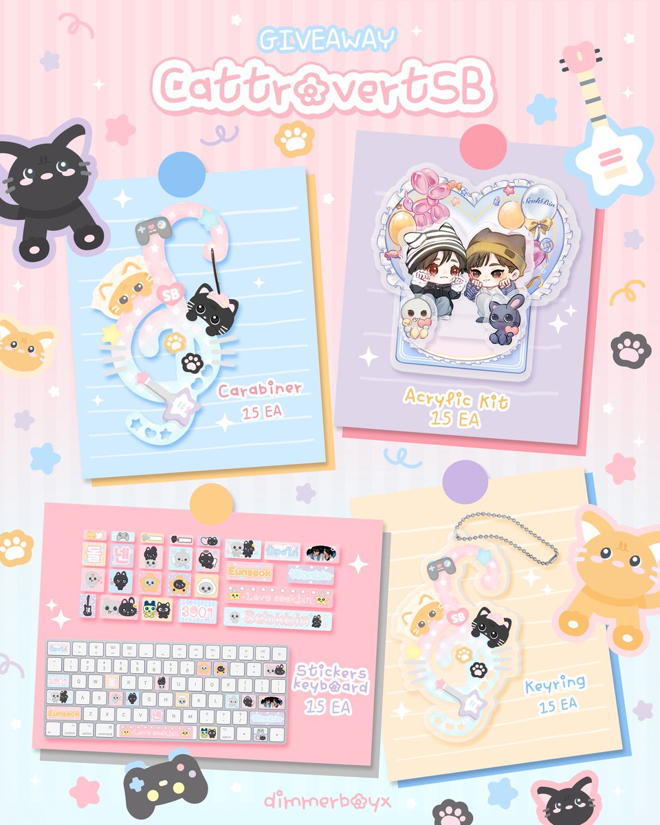 dimmerboyx's tweet photo. ꒰🎀 ᴘʟꜱ ᴋɪɴᴅʟʏ ʀᴛ 🎀꒱ 

ʀᴛ &amp; ꜱʜᴏᴡ ᴛʜɪꜱ ᴛᴡᴇᴇᴛ📱

 ⛧‧₊˚ giveaway ˚₊‧⛧

#CattrovertSB #3901room

♡ Carabiner 15 ea
♡ keyring 15 ea 
♡ Acrylic kit 15 ea 
♡ sticker keyboard 15 ea

📍ꜱᴏɴʙʀᴏᴡɴ ᴄᴀꜰᴇ, ʙᴋᴋ 
🗓️: 10 ᴏᴄᴛ 26 ( walk in)
🕙 ᴛɪᴍᴇ : TBA https://t.co/hcS1CZ9GBg